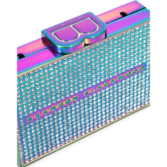 NWT Brandon Blackwood Stainless Steel Rhinestone Card Case Iridescent $200 - Picture 5 of 14